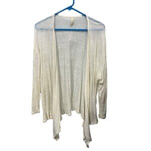 Match Point Sheer Open Front Cardigan Size Large Sweater Long Sleeve Linen Comfo